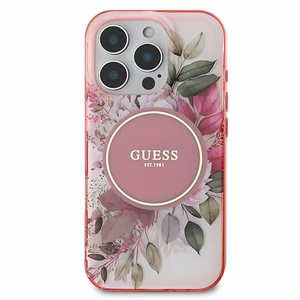 Guess IML Flower & Tonal Circle MagSafe Чехол iPhone 16 Pro Max - розовый