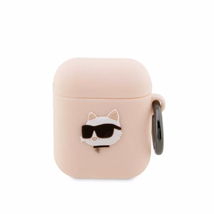 Karl Lagerfeld KLA2RUNCHP AirPods 1/2 чехол розовый/розовый Silicone Choupette Head 3D