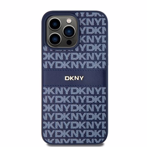 DKNY Leather Mono Stripe & Metal Logo чехол для iPhone 15 Pro Max - синий