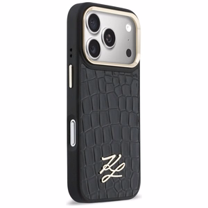 Karl Lagerfeld Croco KL Script Logo MagSafe Ümbris for iPhone 17 Pro Max - must