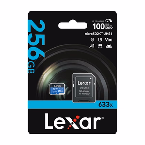 Карта памяти Lexar High-Performance 633x microSDXC объемом 256 ГБ + адаптер SD