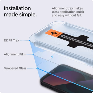 Spigen Glas.tR EZ Fit karastatud klaas iPhone 13 / 13 Pro / 14 / 16e jaoks - 2 tk.