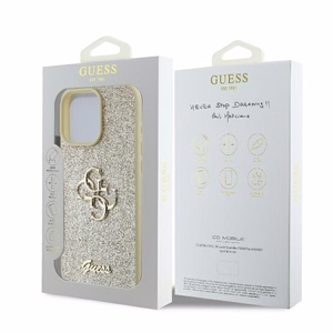 Guess Fixed Glitter Big 4G Ümbris jaoks iPhone 16 Pro - Kuldne