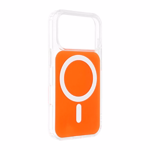 Case for iPhone 17 Pro / 18 Pro (low camera edge) Clear Fusion Mag Cover compatible with MagSafe hermes orange