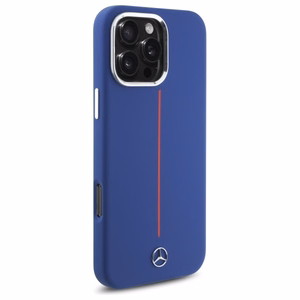 Mercedes Silicone punane Stripe MagSafe Ümbris jaoks iPhone 16 Pro Max - tumesinine