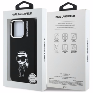 Чехол Karl Lagerfeld Silicone Karl Sketch MagSafe для iPhone 16 Pro чёрный