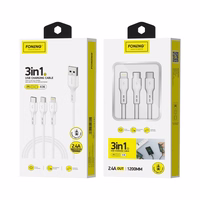 FONENG kaabel X36 3in1 3A 1.2M valge