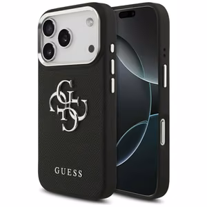 Guess Grained Big 4G Classic Logo ümbris jaoks iPhone 17 Pro - must