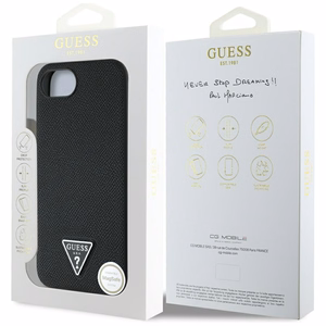 Guess Grained Triangle MagSafe ümbris jaoks iPhone 16e - must
