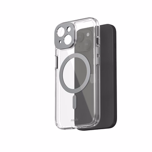Moshi iGlaze MagSafe ümbris seadmele iPhone 15, läbipaistev Meteorite Gray detailidega