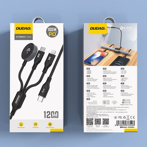 Apple Watch Dudao A12Max+ PD 100W 3in1 Laadija Kaabel: USB-C Lightning 1.2m - must