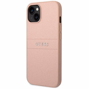 Guess GUHCP14MPSASBPI Saffiano with Metal Logo ümbris seadmele iPhone 14 Plus, roosa