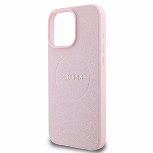 Guess MagSafe Grained Kuldne Ring iPhone 15 Pro Max Ümbris - Roosa