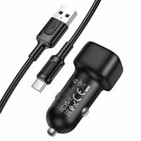Borofone autolaadija BZ34 Cloud - USB - QC 3.0 18W koos USB C-tüüpi kaabliga must