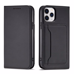 Magnetkaardi ümbris iPhone 12 Pro pouch kaardi rahakoti kaardihoidja must