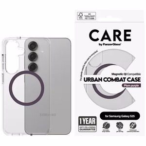 CARE by PanzerGlass Flagship Urban Combat Lilla QI Ümbris jaoks Samsung Galaxy S25 - Läbipaistev
