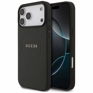 Guess Grained Ring MagSafe ümbris jaoks iPhone 17 Pro Max - must