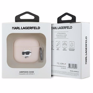 Karl Lagerfeld Silicone Choupette Head 3D Ümbris jaoks AirPods 4 - roosa