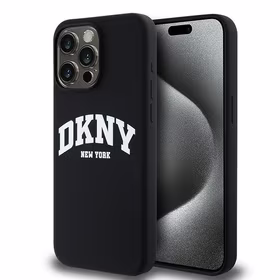 DKNY Liquid Silicone Valge Printed Logo MagSafe iPhone 13 Pro Max Ümbris - Must