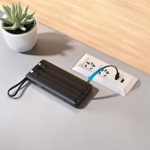 Akupank Veger W1116 must 10000mAh (PD / QC3.0) + integreeritud 3in1 kaabel