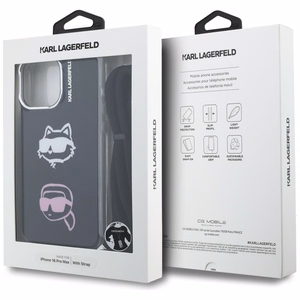 Karl Lagerfeld IML Crossbody Karl&Choupette Head Ümbris for iPhone 16 Pro Max - must