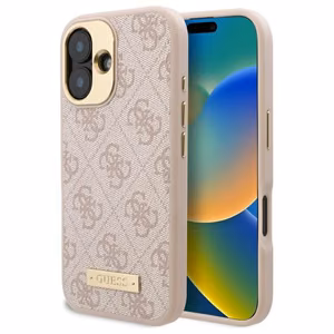 Guess 4G Logo Plate MagSafe iPhone 16 Ümbris - roosa