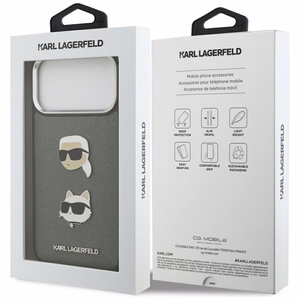 KARL LAGERFELD ümbris jaoks IPHONE 17 Pro Max KLHCP17XPSFDHPOG (FW Grained PU W/ K&C Heads Pin & Logo) hall