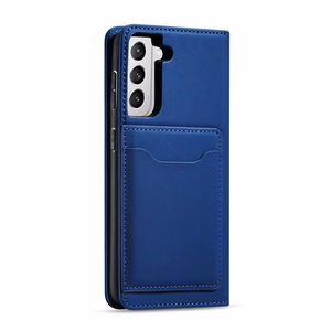 Magnetkaardi ümbris Samsung Galaxy S22 + (S22 Plus) Kott rahakott kaardihoidja sinine