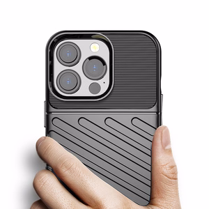 Thunder Case Paindlik ja vastupidav TPU ümbris iPhone 13 Pro jaoks must