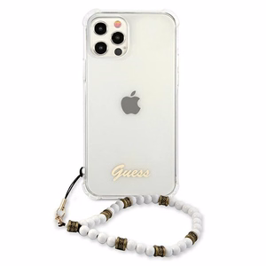 Guess GUHCP12LKPSWH iPhone 12 Pro Max 6.7" läbipaistev kõvakaaneline valge pärlmutter