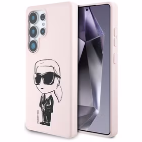 Karl Lagerfeld Silicone Graffiti Ikonik Printed Logo MagSafe Ümbris jaoks Samsung Galaxy S25 Ultra - roosa