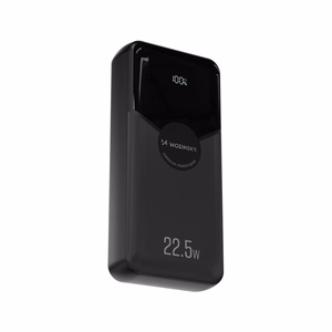 Wozinsky WFC-15B 20000mAh 22.5W akupank, PD20W, sisseehitatud Lightning- ja USB-C-kaablitega, must
