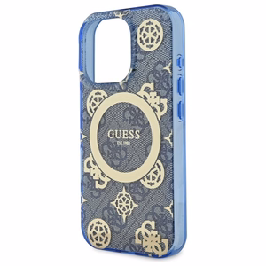Guess IML Peony jaoks 4G Background MagSafe Ümbris jaoks iPhone 16 Pro - sinine