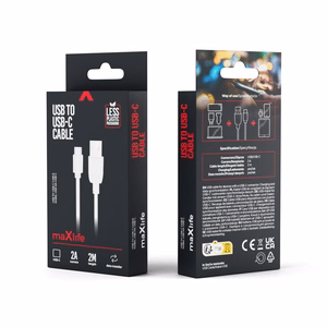 Maxlife cable USB - USB-C 2,0 m 2A white