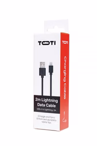 SEEK TOTI USB-A to Lightning, 2m PVC Data Cable 2A (non-MFI), Black