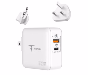СЕТЕВОЕ ЗАРЯДНОЕ УСТРОЙСТВО T-PHOX MEGA T-PP09 GAN PD 65W USB/USB-C БЕЛОЕ