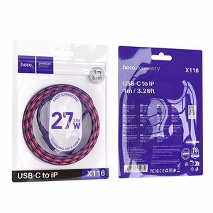 Кабель USB C to Lightning Hoco PD 27W 1 м X116 градиентный красный