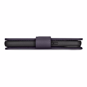 iCarer Rahakott ümbris 2in1 Case iPhone 14 nahast Flip Cover Anti-RFID tumelilla (WMI14220725-DP)