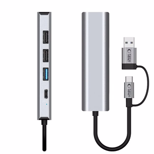 Tech-Protect HB03 HUB Adapter 5in1 USB-C + USB2.0 + USB3.0 + RJ45 - hall