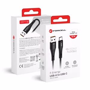 Kaabel USB A to USB C Forcell F-Energy QC4.0 3A 66W Silikoon 1 m C342 must