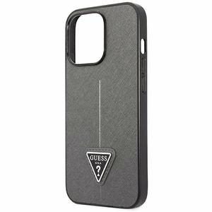 Guess GUHCP14XPSATLG iPhone 14 Pro Max 6.7 "hõbedane / hõbedane hardcase SaffianoTriangle Logo