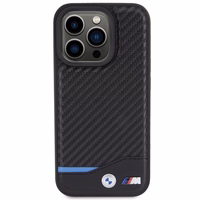 BMW Leather Carbon ümbris jaoks iPhone 15 Pro - must