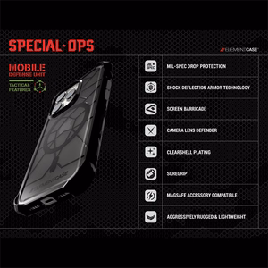 Element Special Ops X5 ümbris seadmele iPhone 14 Plus, Mil-Spec-kukkumiskaitsega, must ja suitsune