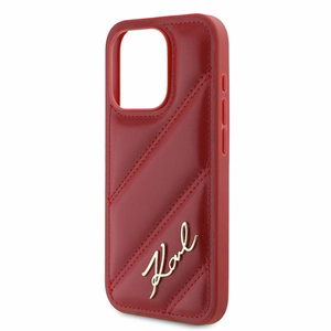 Karl Lagerfeld Diagonal Quilted Script ümbris jaoks iPhone 15 Pro - punane