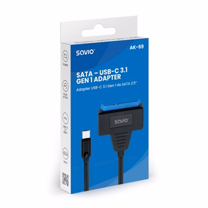 SAVIO AK-69 adapter USB-C 3.1 Gen 1 (M) – SATA (F) 2,5″ draividele