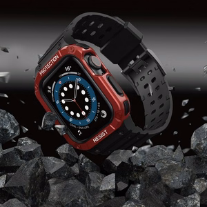 Rihm Strap Band Apple Watch 42mm/44mm/45mm jaoks (must + punane)