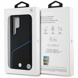 BMW Leather Textured and Smooth MagSafe ümbris jaoks Samsung Galaxy S25 Ultra - must