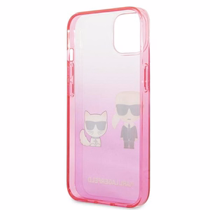 Чехол Karl Lagerfeld Gradient Ikonik Karl&Choupette для iPhone 13 mini - розовый