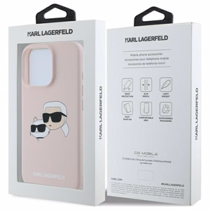 Karl Lagerfeld Silicone Nauble Heads Print MagSafe Ümbris jaoks iPhone 16 Pro - Roosa