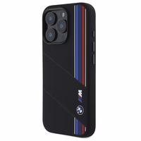 BMW Silicone Cut Tricolor Lines MagSafe Ümbris jaoks iPhone 16 Pro Max - must